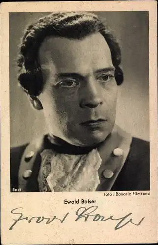 Ak Schauspieler Ewald Balser, Portrait, Bavaria Filmkunst, Autogramm