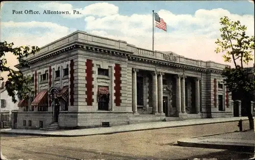 Ak Allentown Pennsylvania USA, Postamt, Flagge