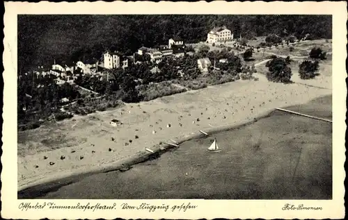 Ak Ostseebad Timmendorfer Strand, Fliegeraufnahme vom Strand, Hotels