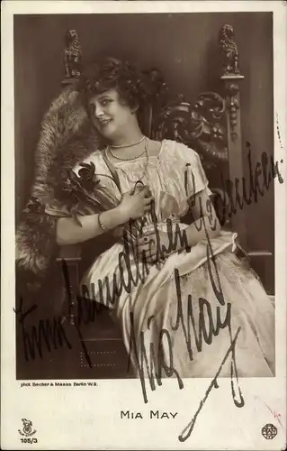 Ak Schauspielerin Mia May, Portrait, Autogramm