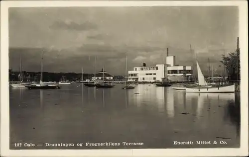 Ak Oslo Norwegen, Dronningen og Frognerkilens Terrasse