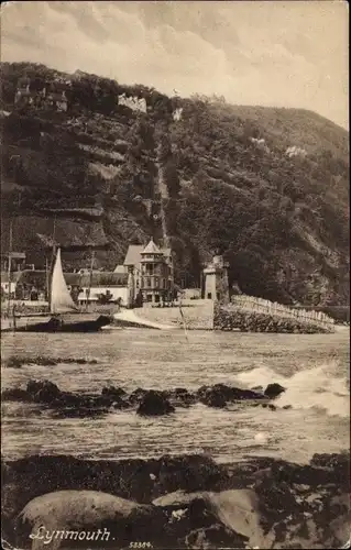 Ak Lynmouth Devon England, Teilansicht vom Ufer aus gesehen
