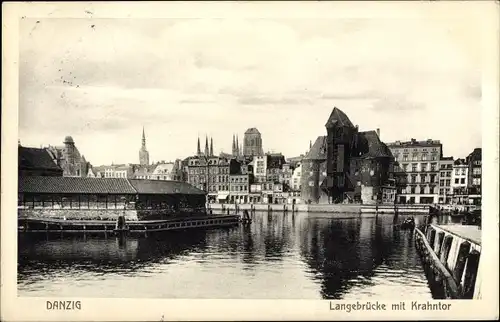 Ak Gdańsk Danzig, Langebrücke mit Krantor