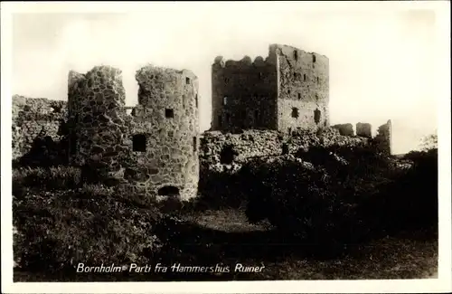 Ak Bornholm Dänemark, Teil von Hammershuis Ruiner