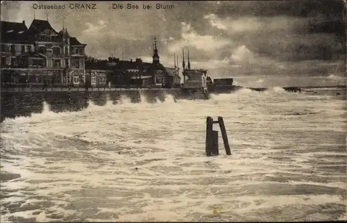 Ak Selenogradsk Ostseebad Cranz Ostpreußen, Die See bei Sturm