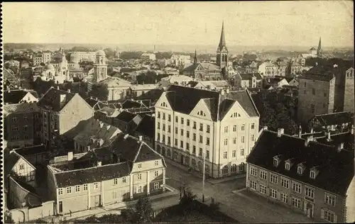 Ak Jelgava Mitau Lettland, Blick über die Dächer der Stadt, Kirche