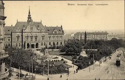 Ak Brno Brünn Südmähren, Deutsches Haus, Lazanskyplatz