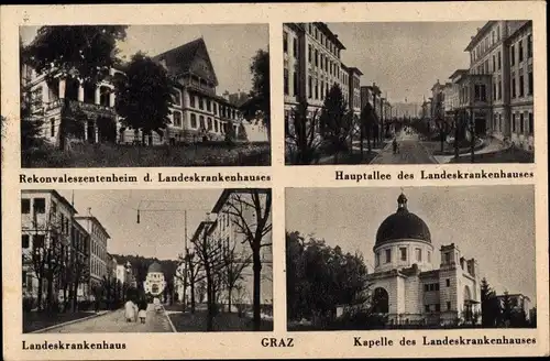Ak Graz Steiermark, Landeskrankenhaus, Hauptallee, Rekonvaleszentenheim, Kapelle