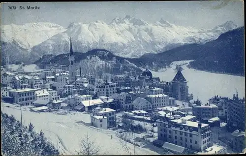 Ak Sankt Moritz Kanton Graubünden, Gesamtansicht, Winter