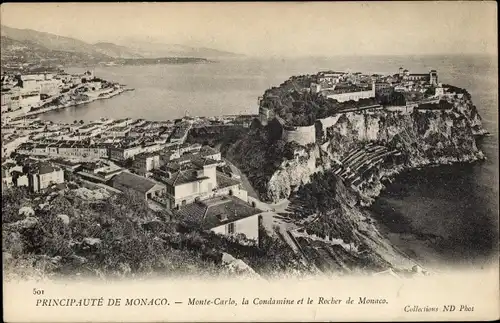 Ak Monte Carlo Monaco, La Condamine, Le Rocher de Monaco