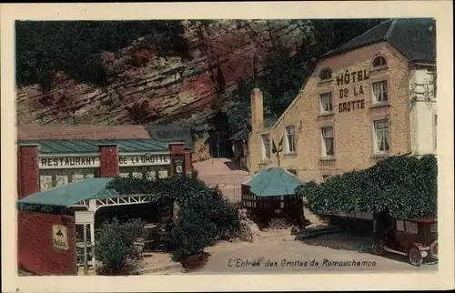 Ak Remouchamps Aywaille Wallonien Lüttich, Entrée des Grottes, Restaurant, Hotel de la Grotte
