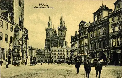 Ak Praha Prag, Staromestske namesti, Altstädter Ring, Platz, Kirche, Geschäfte