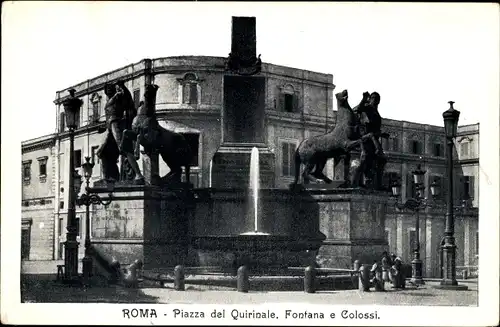 Ak Roma Rom Lazio, Piazza del Quirinale, Fontana e Colossi
