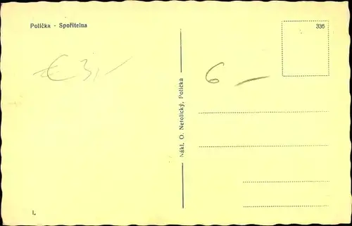 Ak Polička Politschka Region Pardubice, Sparkasse, Brunnen