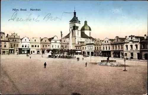 Ak Havlíčkův Brod Německý Brod Deutschbrod Region Hochland, Marktplatz, Brunnen