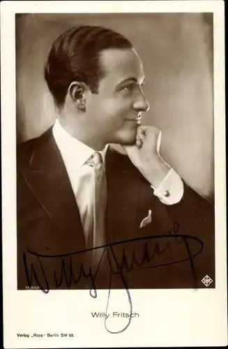 Ak Schauspieler Willy Fritsch, Portrait im Profil, Ross Verlag, Autogramm