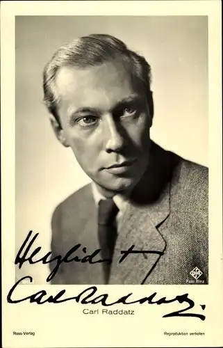 Ak Schauspieler Carl Raddatz, Portrait, Ross Verlag A 3313/2, Autogramm