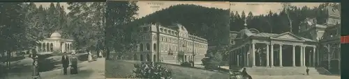 Klapp Ak Mariánské Lázně Marienbad Region Karlsbad, Waldquelle, Zentralbad, Kolonnade