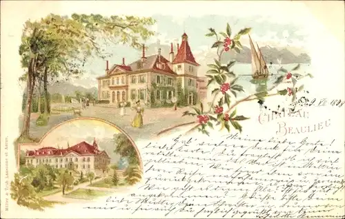 Litho Lausanne Kanton Waadt, Schloss Beaulieu