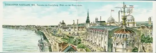 Klapp Ak Düsseldorf, Düsseldorfer Ausstellung 1902, Ausstellungsgelände von der Rheinbrücke aus