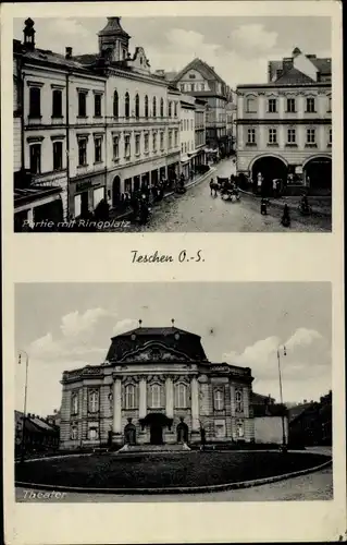 Ak Cieszyn Teschen Schlesien, Ringplatz, Theater