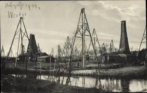 Ak Wietze in der Lüneburger Heide, Erdölwerke, Bohrtürme