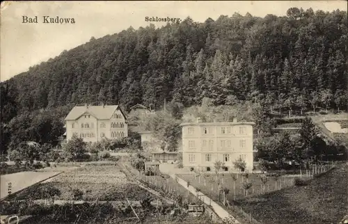 Ak Kudowa Zdrój Bad Kudowa Schlesien, Blick zum Schlossberg