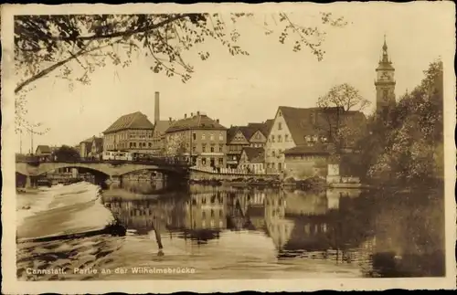 Ak Cannstatt Stuttgart in Württemberg, Partie an der Wilhelmsbrücke