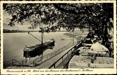 Ak Kaiserswerth Düsseldorf am Rhein, Restaurant Zollhaus, Terrassenblick