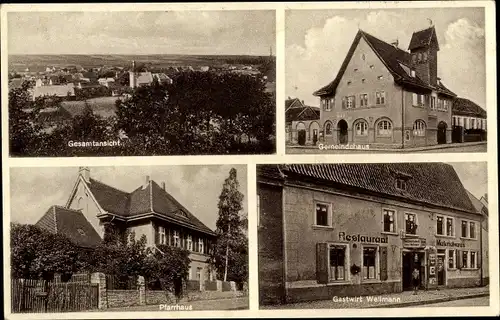 Ak Groß Schierstedt Aschersleben, Gastwirtschaft von Hans Wellmann, Gemeindehaus, Pfarrhaus