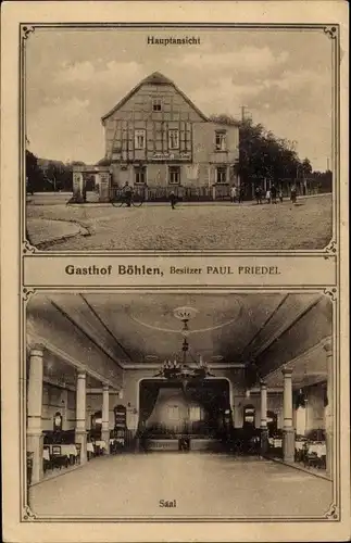 Ak Böhlen Grimma in Sachsen, Gasthof Böhlen, Saal