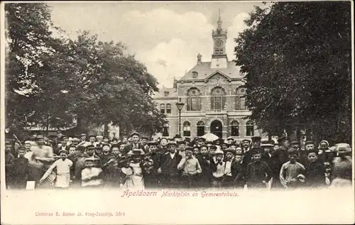 Ak Apeldoorn Gelderland, Marktplein, Gemeentehuis