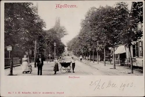 Ak Apeldoorn Gelderland, Dorfstraße, Kinderwagen