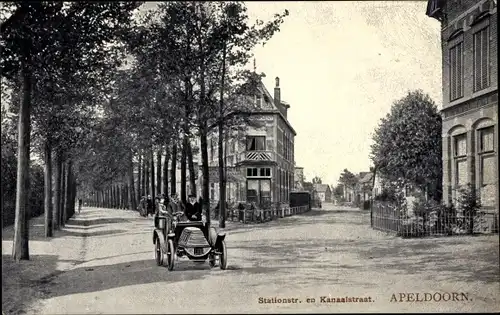 Ak Apeldoorn Gelderland, Stationstraat, Kanaalstraat