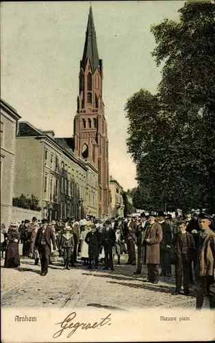 Ak Arnhem Gelderland Niederlande, Nieuwe Plein, Kirche