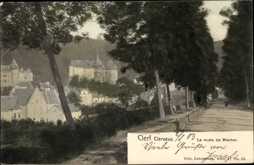 Ak Clervaux Clerf Luxembourg, La route de Mecher