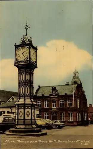 Ak Downham Market Norfolk England, Uhrenturm, Rathaus