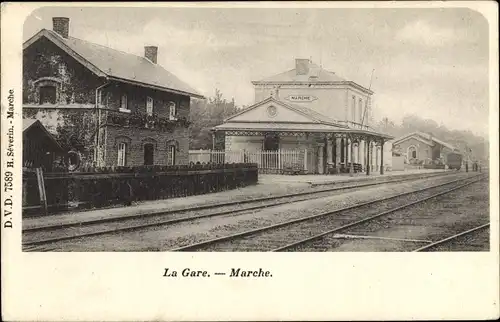 Ak Marche en Famenne Wallonien Luxemburg, Bahnhof Gleisseite
