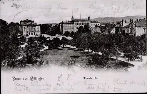 Ak Göttingen, Theaterplatz, Parkanlage, Gebäude