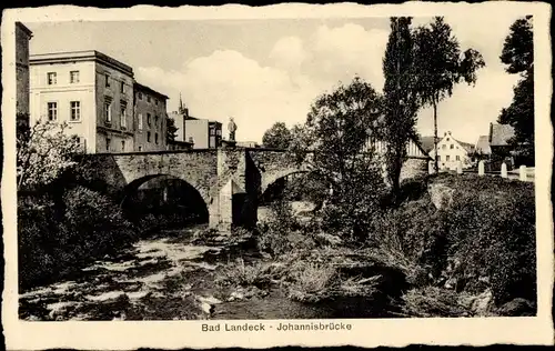 Ak Lądek Zdrój Bad Landeck Schlesien, Johannisbrücke