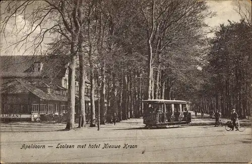 Ak Apeldoorn Gelderland, Loolaan, Hotel Nieuwe Kroon, Straßenbahn