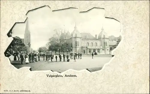 Passepartout Ak Arnhem Gelderland Niederlande, Velperplein, Kirche