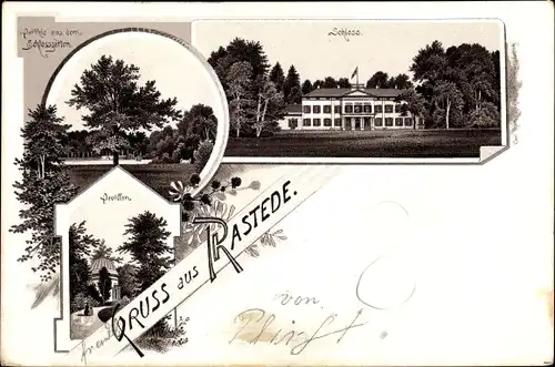 Vorläufer Litho Rastede in Oldenburg, Schloss, Schlossgarten, Pavillon