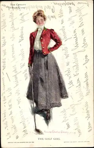 Künstler Ak Chandler Christy, Howard, junge Frau, Golfschläger