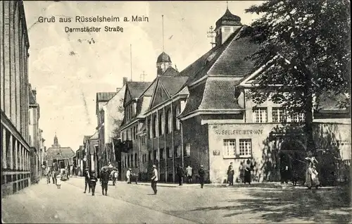 Ak Rüsselsheim am Main Hessen, Darmstädter Straße, Hotel Rüsselsheimer Hof