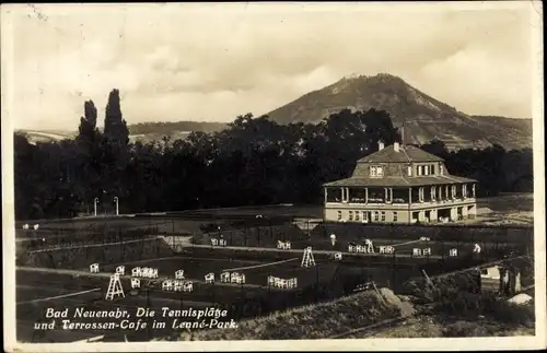 Ak Bad Neuenahr Ahrweiler in Rheinland Pfalz, Tennisplätze, Terrassen Café, Lenne Park