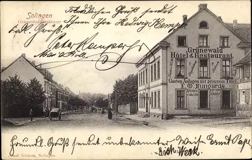 Ak Solingen im Bergischen Land, Grünewalderstraße, Hotel Grünewald