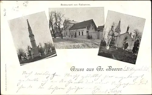 Ak Großbeeren in Brandenburg, Restaurant Rathenow, Kirche