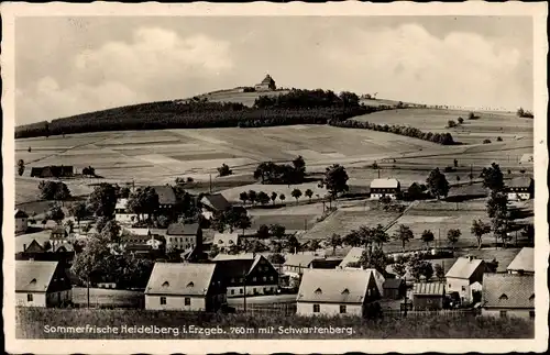 Ak Heidelberg Seiffen im Erzgebirge, Blick zum Schwartenberg, Berggasthaus, Inh. G. Richter