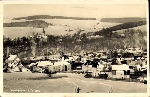 Ak Neuhausen im Erzgebirge, Ortsansicht, Winter